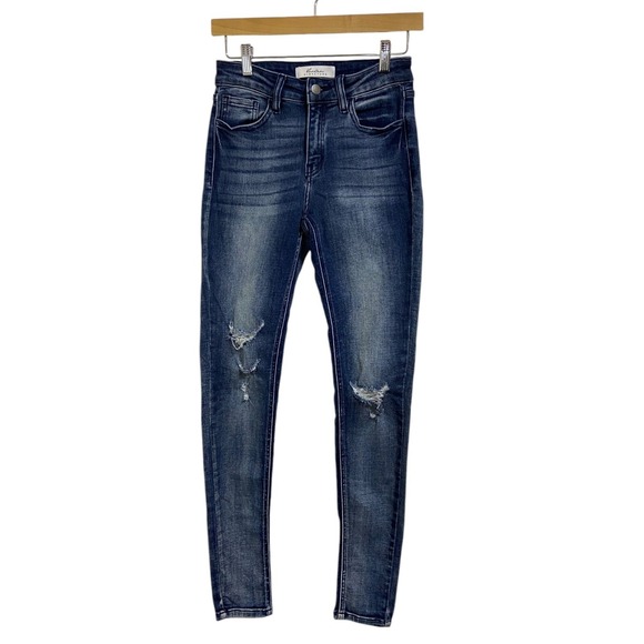 Kancan Signature Ripped‎ Distressed Skinny Jeans Dark Wash Denim Size 26 - Picture 1 of 11